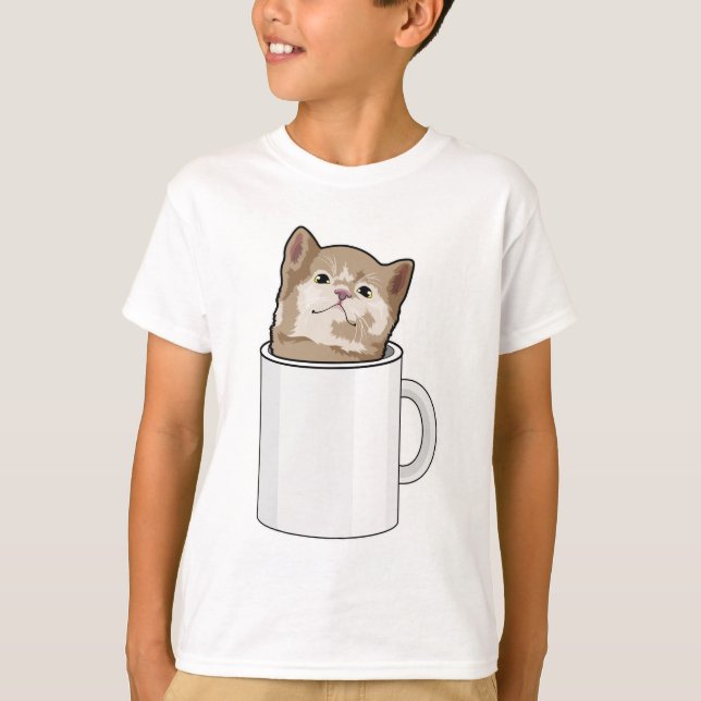Camiseta Gato con tazón de café (Anverso)