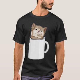 Camiseta Gato con tazón de café