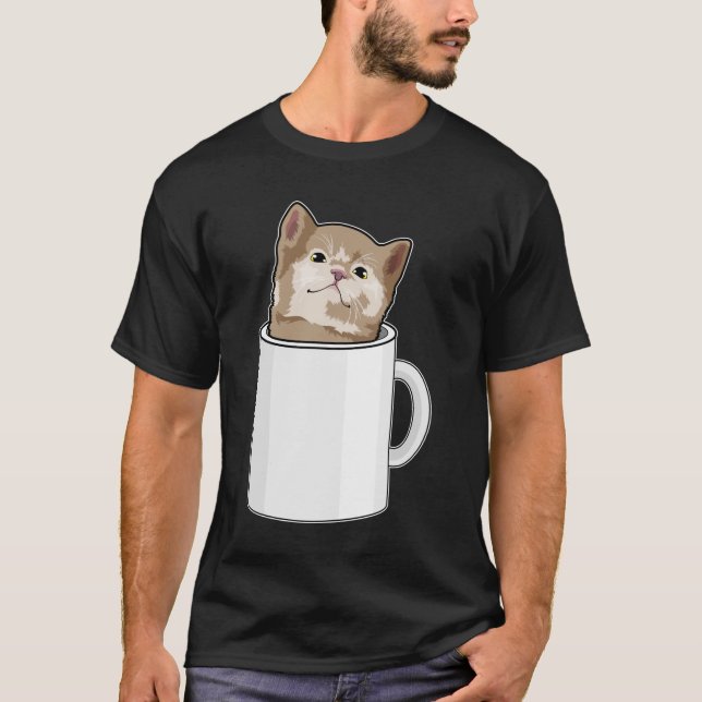 Camiseta Gato con tazón de café (Anverso)