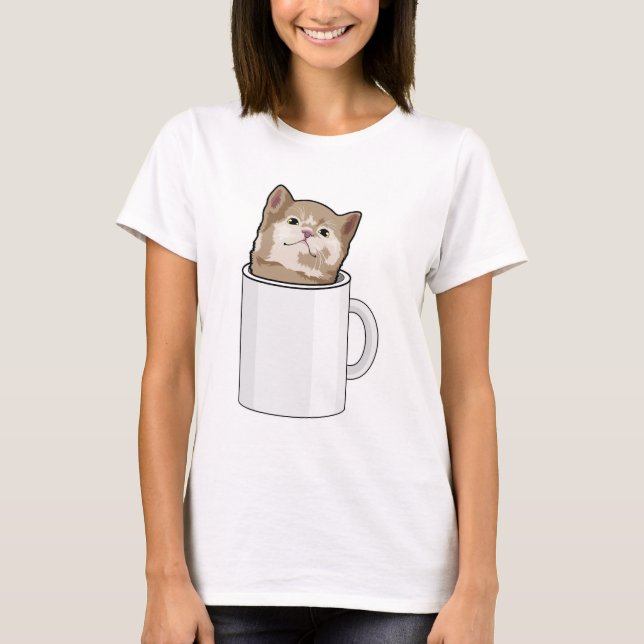 Camiseta Gato con tazón de café (Anverso)