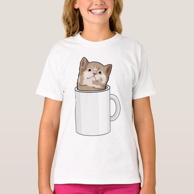 Camiseta Gato con tazón de café (Anverso)