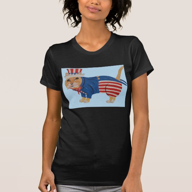 Camiseta Gato con traje de Tío Sam (Anverso)