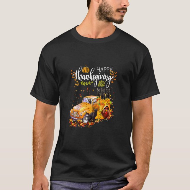 Camiseta Gato Con Turquía Y Camión Feliz Día De Gracias Tur (Anverso)