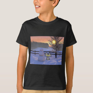 Camiseta Gato con un muñeco de nieve