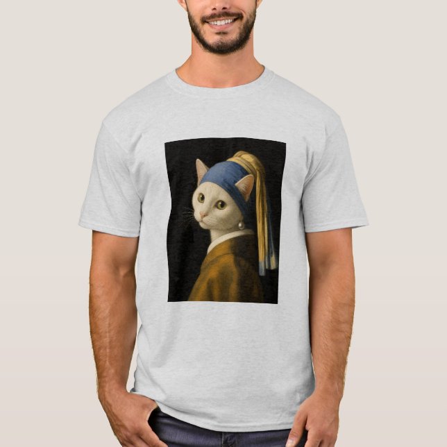 Camiseta Gato con un pendiente de perla (Anverso)