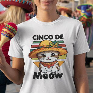 Camiseta Gato con un sombrero colorido
