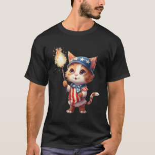 Camiseta Gato Con Un Sparkler El 4 De Julio De Patrio Estad