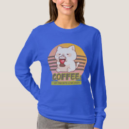 Camiseta gato con una cita de café de corazón