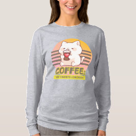 Camiseta gato con una cita de café de corazón