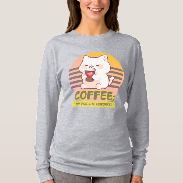 Camiseta gato con una cita de café de corazón (Anverso)