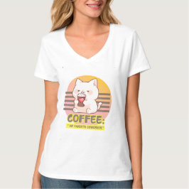 Camiseta gato con una cita de café de corazón