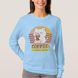 Camiseta gato con una cita de café de corazón