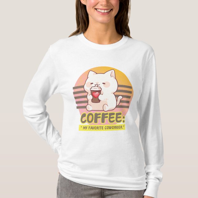 Camiseta gato con una cita de café de corazón (Anverso)