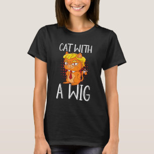 Camiseta Gato Con Una Peluca Cabello Falso
