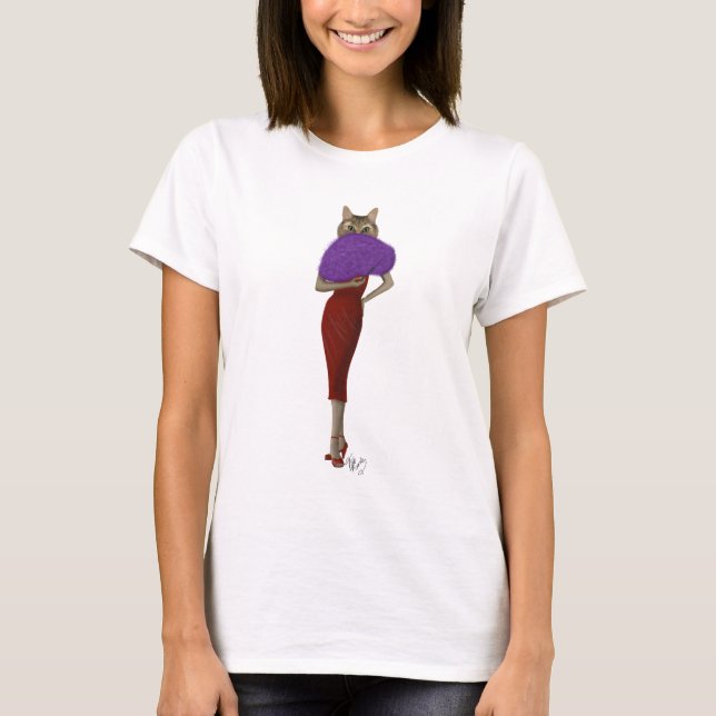 Camiseta Gato Con Vestido Rojo (Anverso)