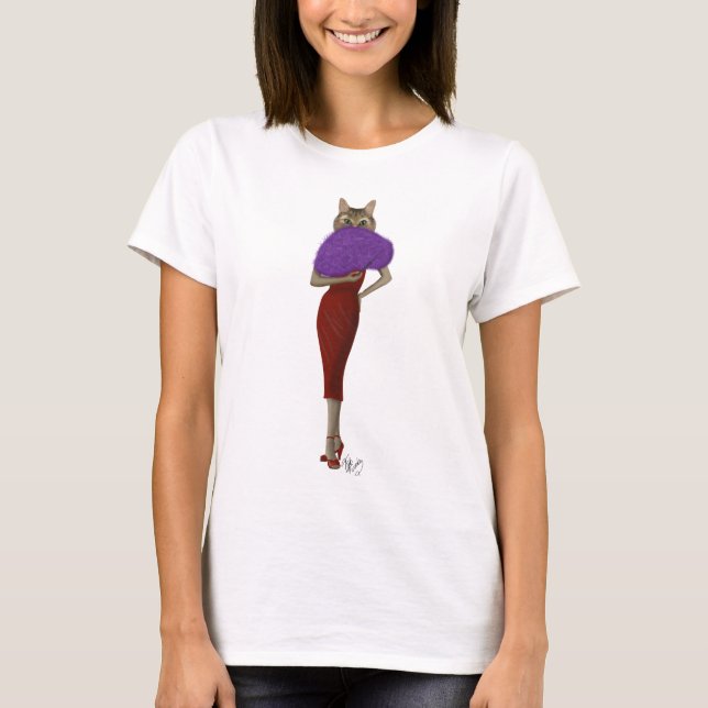 Camiseta Gato Con Vestido Rojo (Anverso)