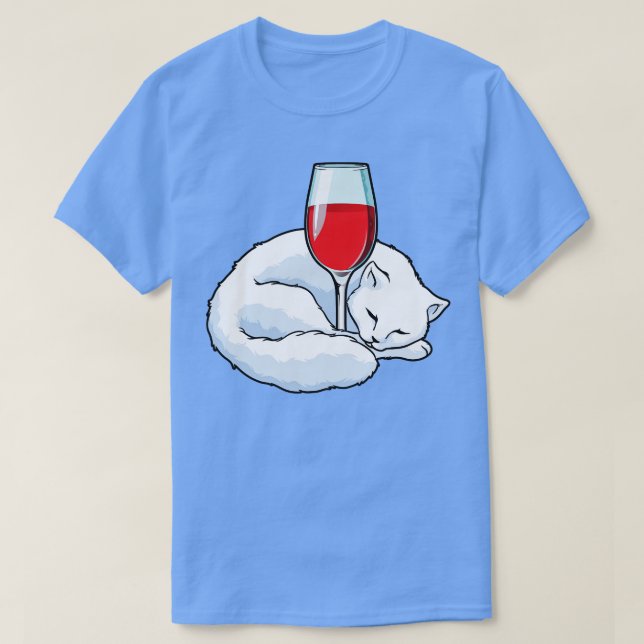 Camiseta Gato con vidrio de vino tinto 1 (Diseño del anverso)