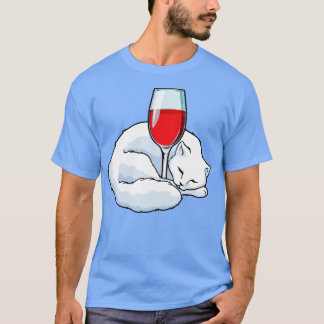 Camiseta Gato con vidrio de vino tinto 1