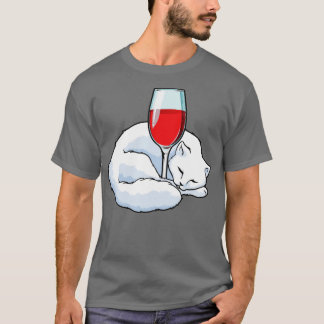 Camiseta Gato con vidrio de vino tinto 2