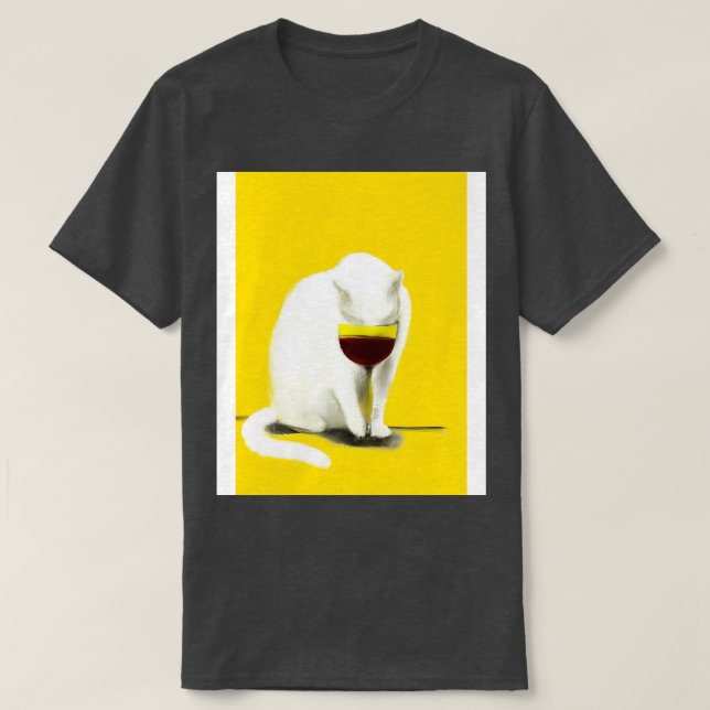 Camiseta Gato con vino (Diseño del anverso)