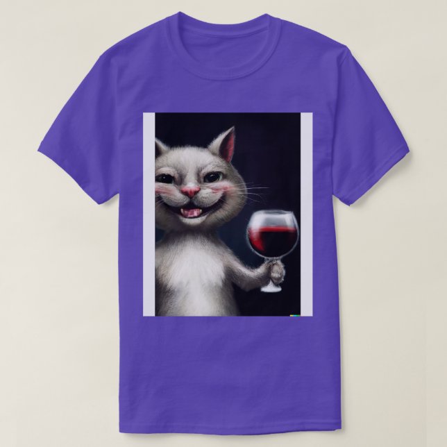 Camiseta Gato con vino 1 (Diseño del anverso)