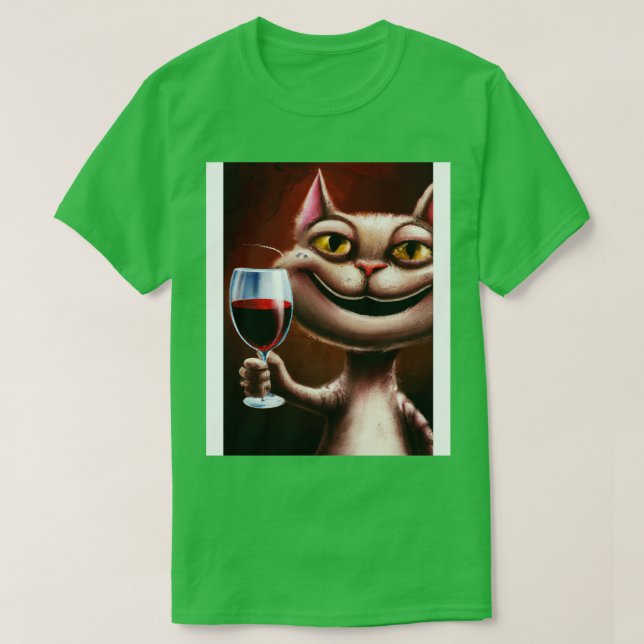 Camiseta Gato con vino 2 (Diseño del anverso)