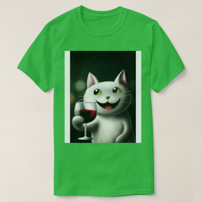 Camiseta Gato con vino 3 (Diseño del anverso)