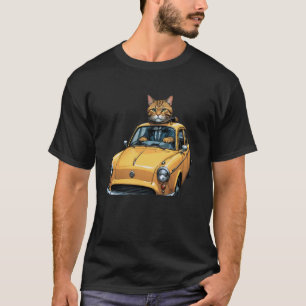 Camiseta Gato Conductor de Coche en Taxi Amarillo Gráfico D