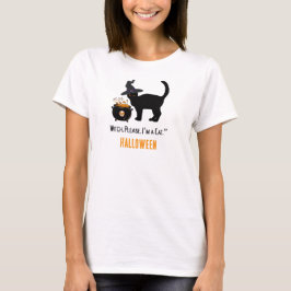 Camiseta gato conectado con sombrero de bruja en Halloween