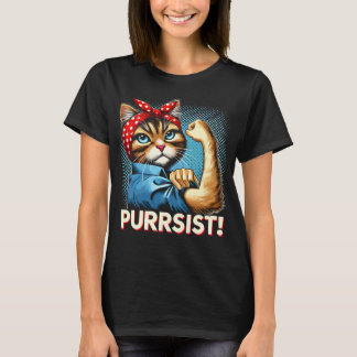 Camiseta Gato Confiado "PURRSIST!" Diseño Retro