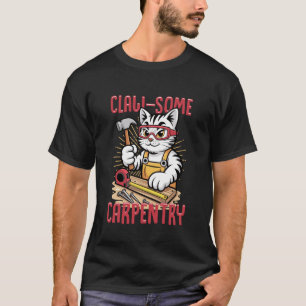 Camiseta Gato Constructor de Carpintería Asombroso Humor Fe
