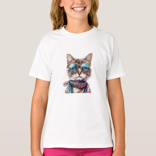 Camiseta  Gato Cool con Lentes  (Anverso)