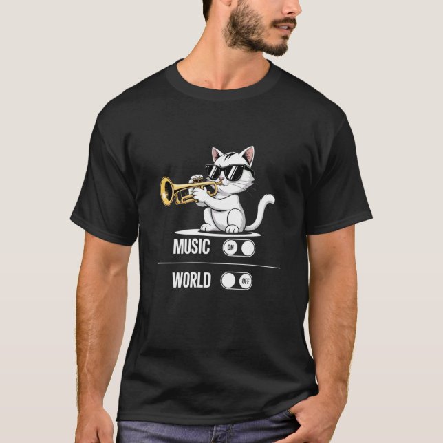 Camiseta Gato Cool Jazz Kitty Bebop con gafas de sol tocand (Anverso)
