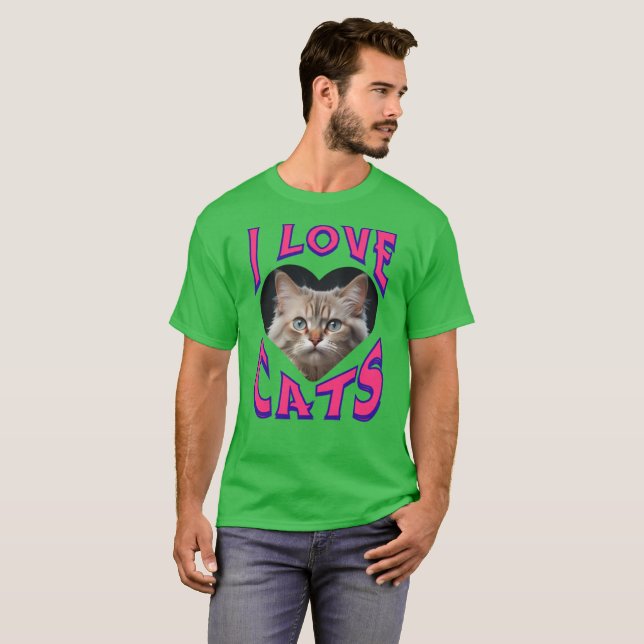 Camiseta Gato, corazón, eslogan (Anverso completo)