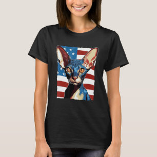Camiseta Gato Cornish Rex bandera de EE. UU. 4 de julio 1
