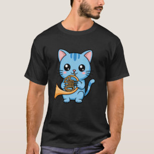 Camiseta Gato Cornista Tocando Corno Francés Gatito Músico