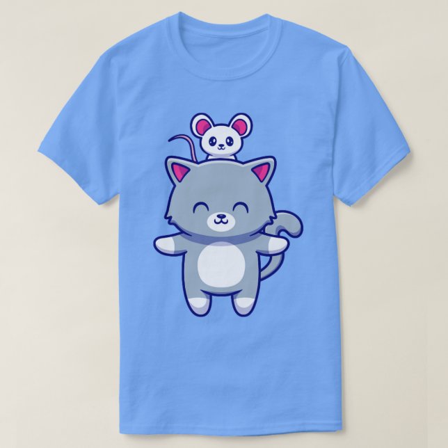 Camiseta Gato corto con ratón suave (Diseño del anverso)