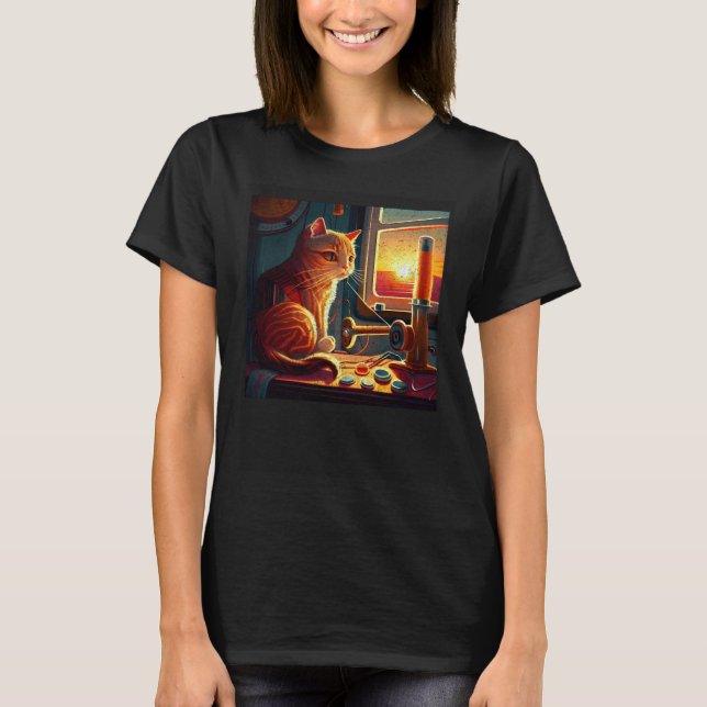 Camiseta Gato Coser Colorido (Anverso)