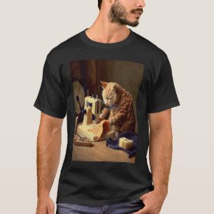 Camiseta Gato cosiendo macarrones con queso