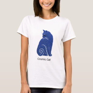 Camiseta Gato Cósmico Azul