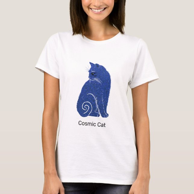 Camiseta Gato Cósmico Azul (Anverso)