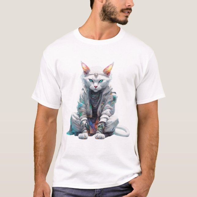 Camiseta Gato cósmico en la cresta meditativa (Anverso)