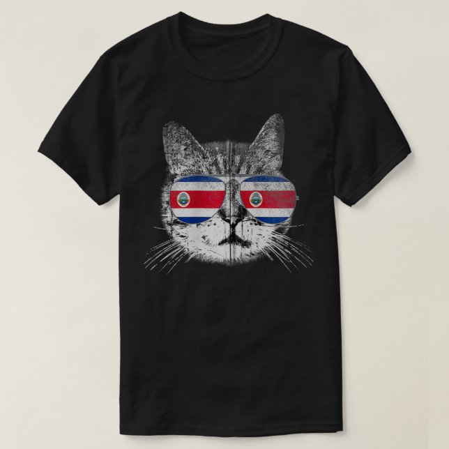 Camiseta Gato Costa Rica Bandera País Retro Hombres Mujeres (Diseño del anverso)
