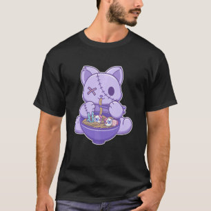 Camiseta Gato Creepy Pastel Goth comiendo Ramen de Hallowee