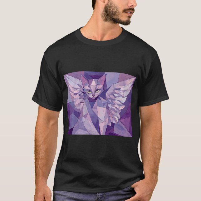 Camiseta Gato Cubista Pastel (Anverso)