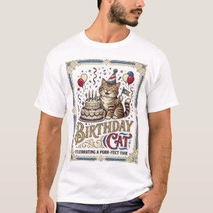 Camiseta Gato Cumpleaños Cumpleaños Gato Edad Arte Vector V