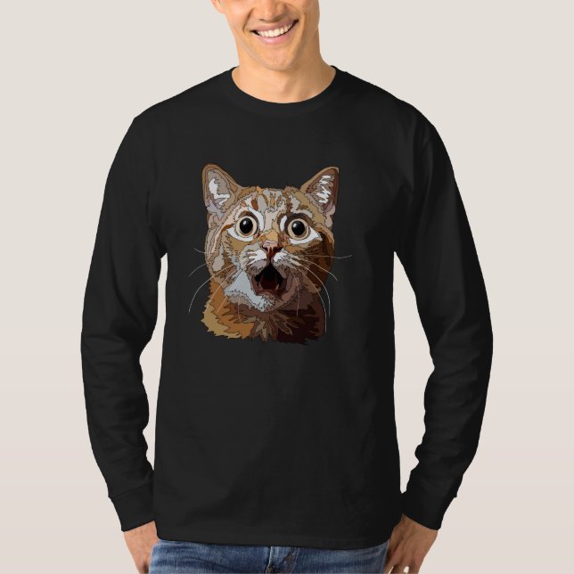 Camiseta Gato curioso sorprendido (Anverso)