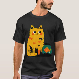 Camiseta Gato Curioso y Pecera: Maravillas Bigotudas