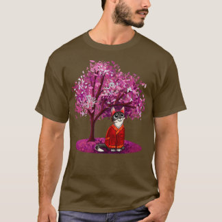 Camiseta Gato cutáneo bajo árbol de flores