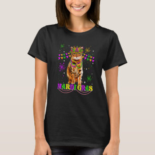 Camiseta Gato Cute de Mardi Gras Máscara Bengal de Cuentas